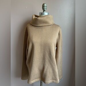J.Crew tan herringbone knit cowl neck sweater